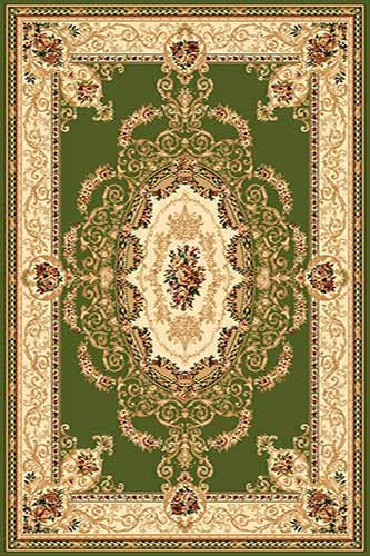 OLIMPOS 3 Зеленый Коллекция российских ковров «Олимпос» - это разнообразный дизайн и формы.  Высота ворса 11 мм. Количество ворсовых точек на кв.м.: 281600. Состав Хитсэт 100%. Вес м2: 2200 г.  Цена за м2: