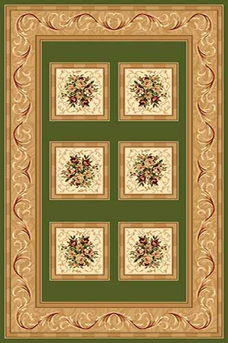 OLIMPOS 5 Зеленый Коллекция российских ковров «Олимпос» - это разнообразный дизайн и формы.  Высота ворса 11 мм. Количество ворсовых точек на кв.м.: 281600. Состав Хитсэт 100%. Вес м2: 2200 г.  Цена за м2: