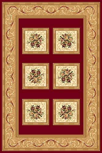 OLIMPOS 5 Красный Коллекция российских ковров «Олимпос» - это разнообразный дизайн и формы.  Высота ворса 11 мм. Количество ворсовых точек на кв.м.: 281600. Состав Хитсэт 100%. Вес м2: 2200 г.  Цена за м2: